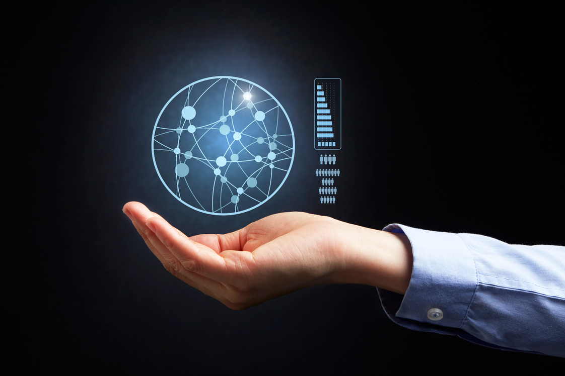 Hand presenting business chart concept